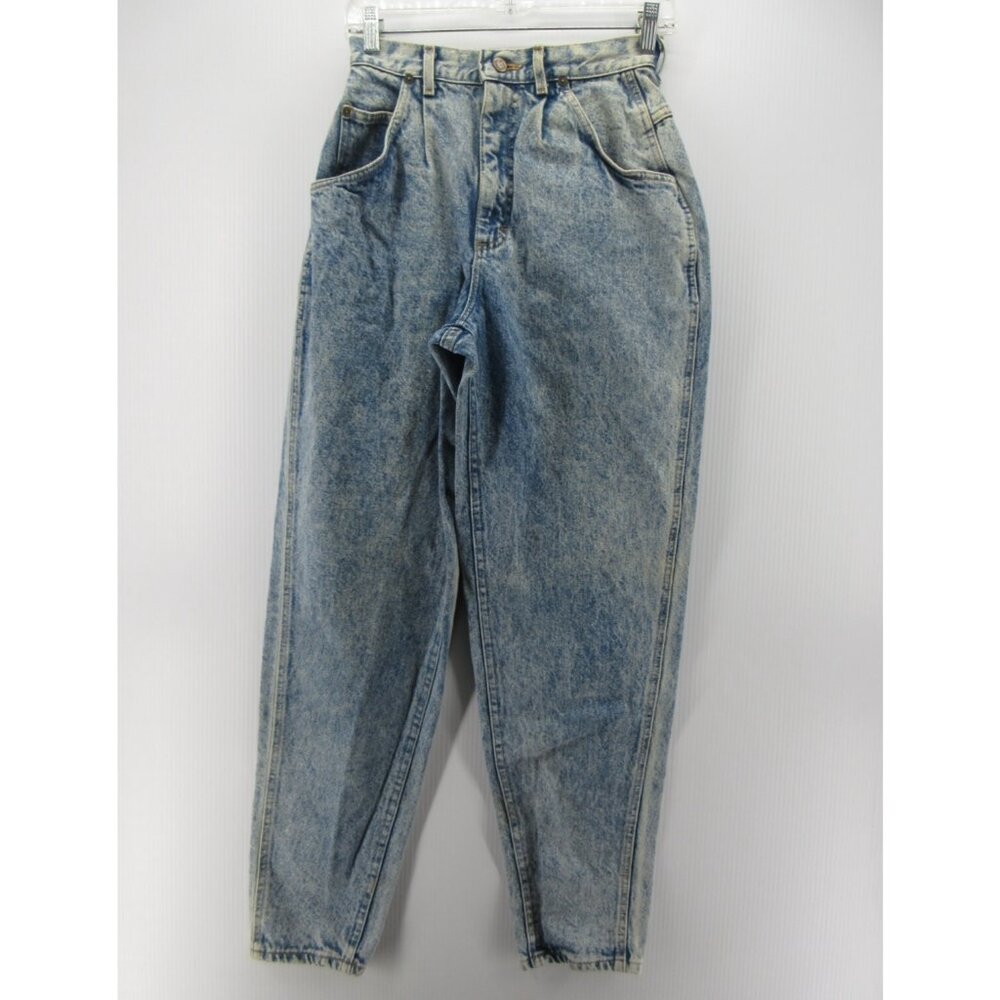 VINTAGE Lee Jeans 10 Mom Grunge Acid Wash Tapered Patch Skyriders*